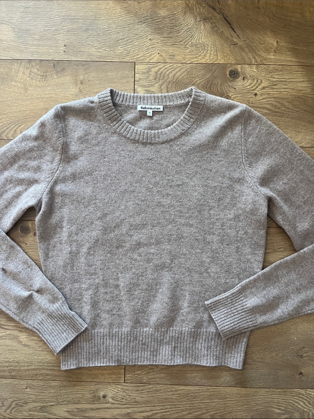 REFORMATION 👢Tan Crew Sweater - Cashmere Fabric - Size XS